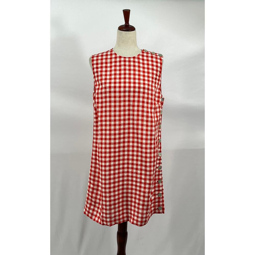 DOEN Sz 10 42 Coralie Dress Red Scarlet Marilyn Gingham Shift Cotton NWT - Picture 9 of 12